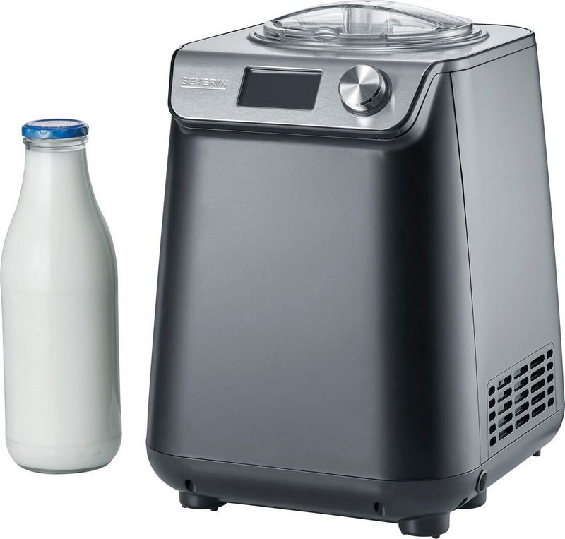 Severin Eismaschine EZ 7407 12 l 135 W zur Zubereitung von Eis Sorbet Frozen Joghurt und Joghurt inkl. automatischer keep-cooling-Funktion