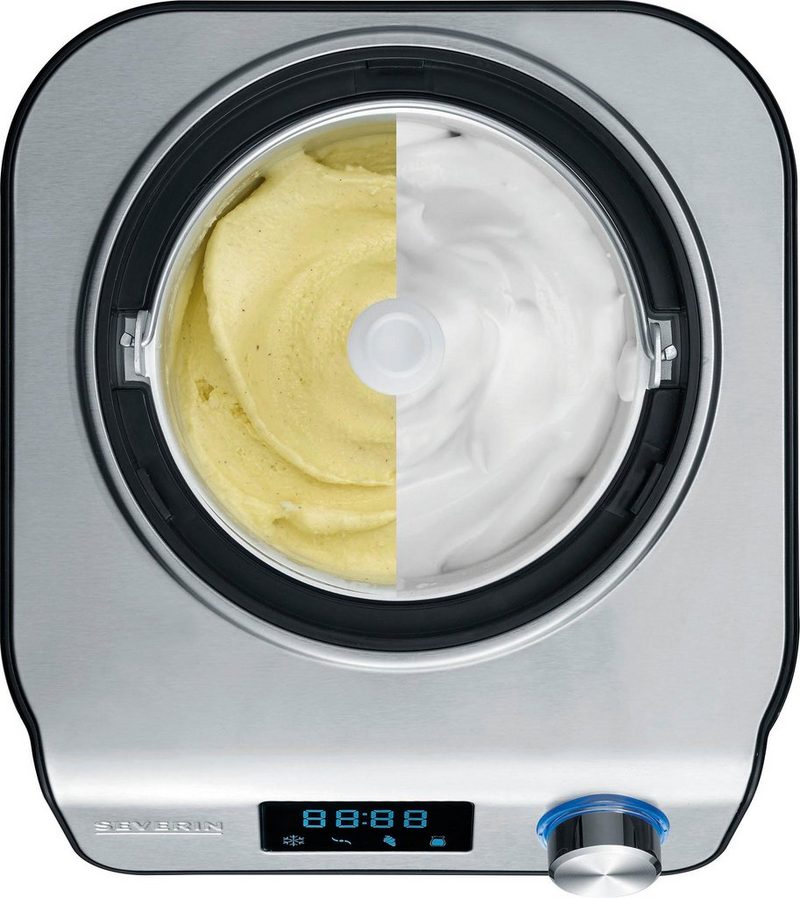 Severin Eismaschine EZ 7407 12 l 135 W zur Zubereitung von Eis Sorbet Frozen Joghurt und Joghurt inkl. automatischer keep-cooling-Funktion