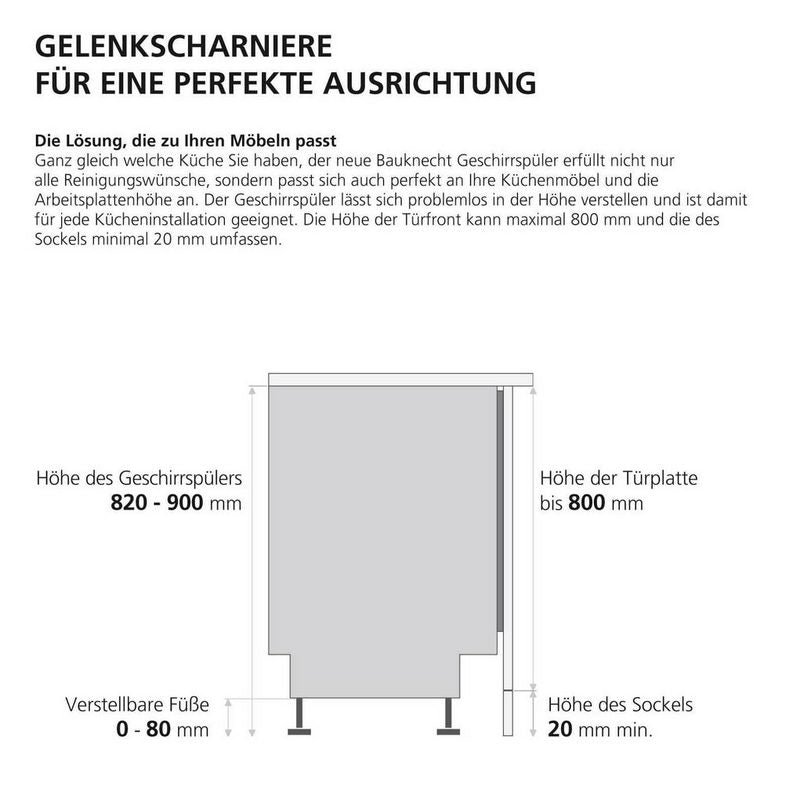 BAUKNECHT vollintegrierbarer Geschirrspüler BCIC 3C26 ES 14 Maßgedecke