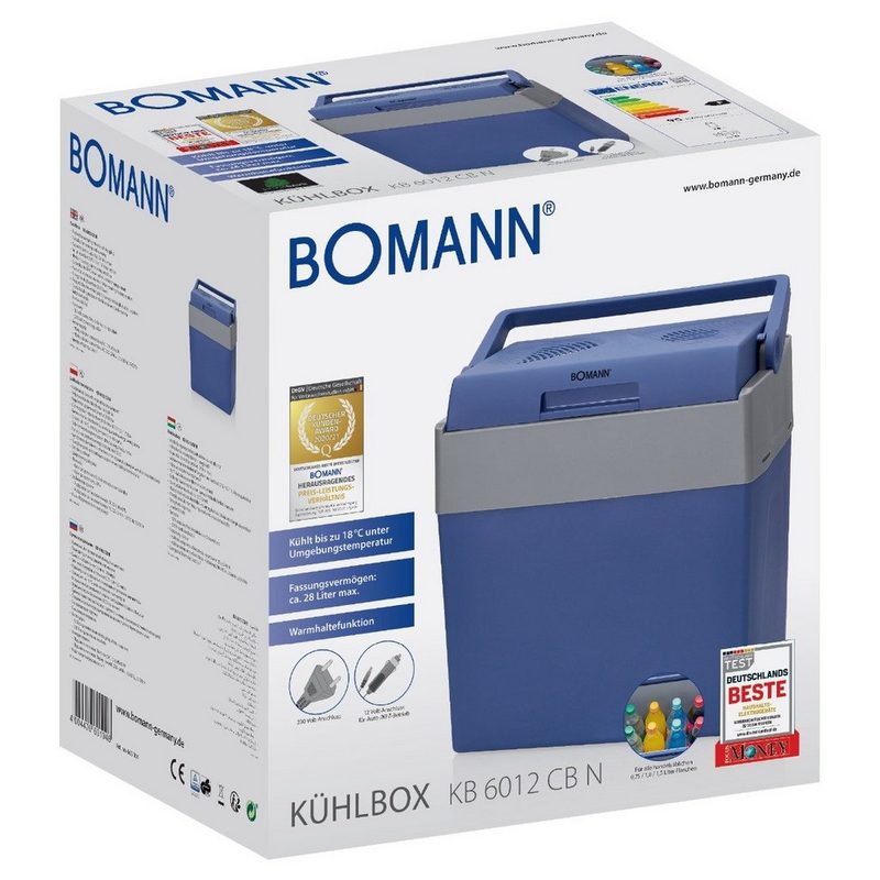 BOMANN Table Top Kühlschrank KB 6012 CB N 43.5 cm hoch 40 cm breit Fassungsvermögen 28 Liter max. Für alle handelsüblichen 075 / 10 / 15-Liter Flaschen Ideal für Camping Reise und Einkauf