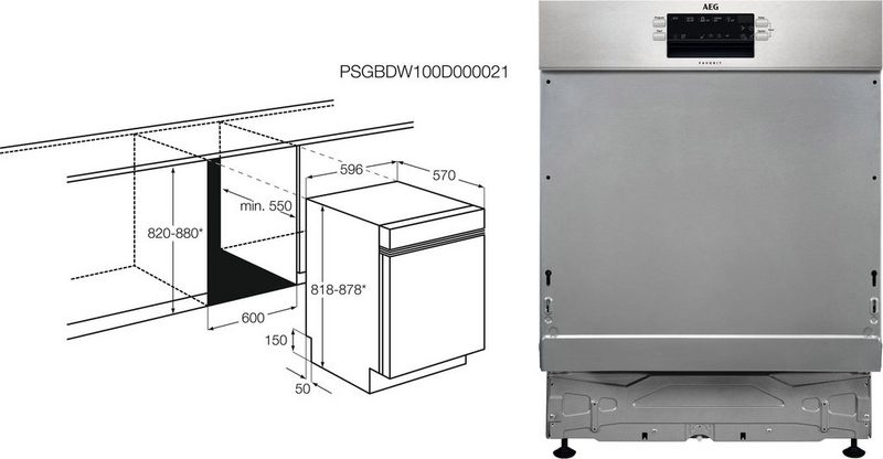 AEG Unterbaugeschirrspüler FUE53610ZM 13 Maßgedecke mit AirDry - Technologie