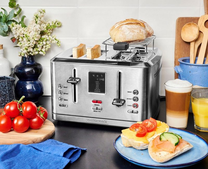 Gastroback Toaster 42396 Design Toaster Digital 4S 4 kurze Schlitze für 4 Scheiben 950 W