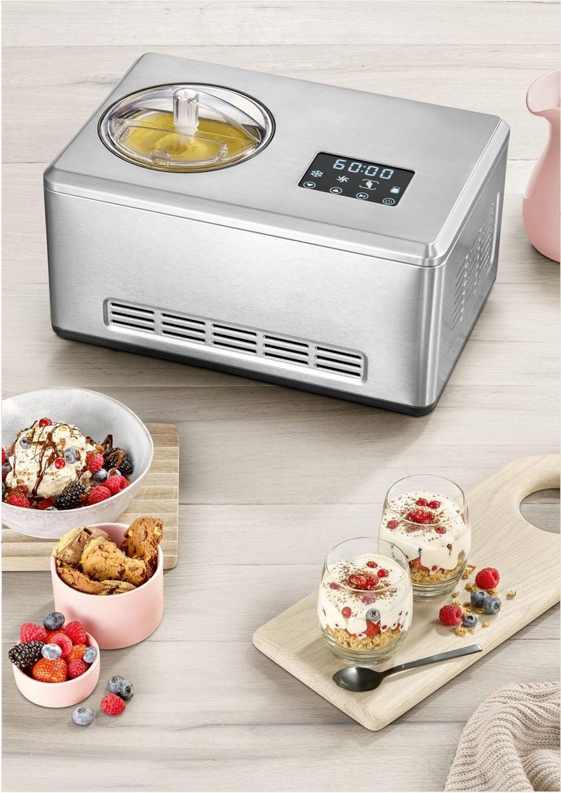 Severin Eismaschine EZ 7405 2 l 180 W 2l Kapazität Aktivkühlung durch Kompressor schnelle Zubereitung von Eis Sorbet Frozen Joghurt und Joghurt