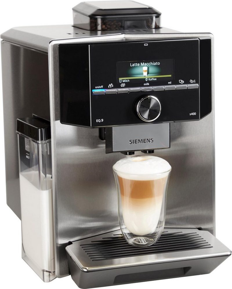 SIEMENS Kaffeevollautomat EQ.9 s400 TI924501DE extra leise automatische Milchsystem-Reinigung bis zu 6 individuelle Profile Edelstahl