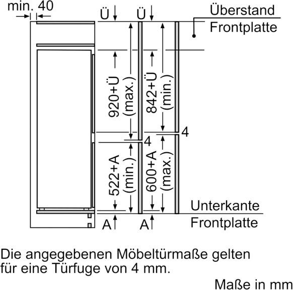 SIEMENS Einbaukühlgefrierkombination iQ300 KI67VVSF0 1446 cm hoch 541 cm breit