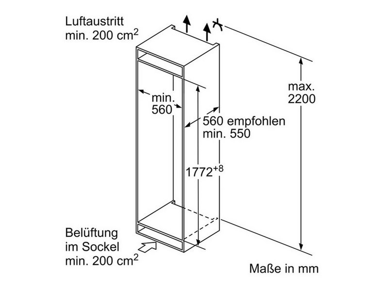 BOSCH Einbaukühlgefrierkombination KIV865SF0 177.2 cm hoch 54.1 cm breit LowFrost BigBox-Gefriergutschublade LED Beleuchtung Super-Gefrieren Frischebox