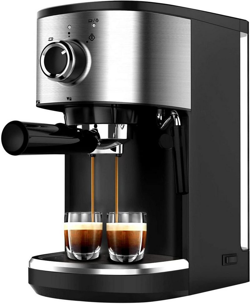 Bonsenkitchen Espressomaschine Bonsenkitchen Espressomaschine mit Siebträgerhalter 1450 W Hochleistungs-Kaffeemaschine aus Edelstahl 15 Bar Filtermaschine für Espresso Cappuccino und Latte Machiato 1 oder 2 Tassen (CM8902 1.25