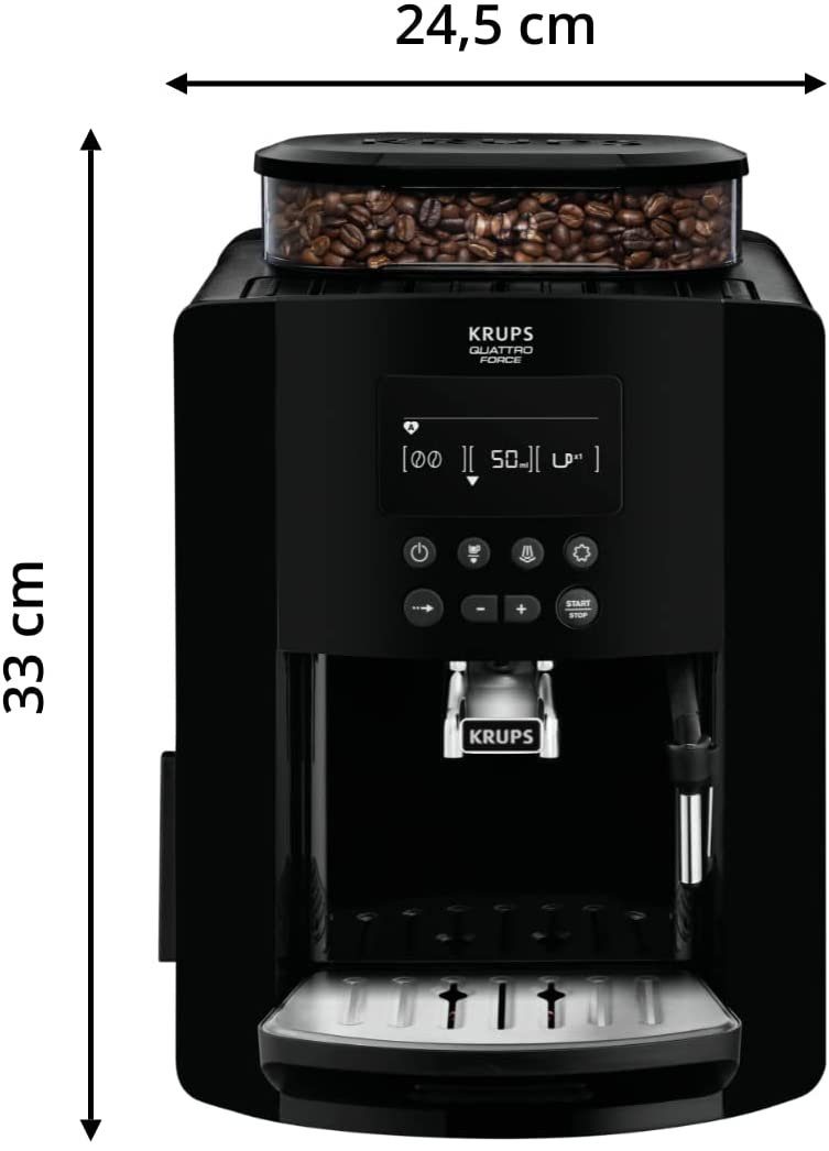 Tefal Kaffeevollautomat Arabica mit Milchaufschäumdüse 1450 Watt 15 Bar + Reinigungs- und Pflegeset Direktwahltasten für Espresso und Kaffee Extra großes Display 17L 2-Tassen-Funktion