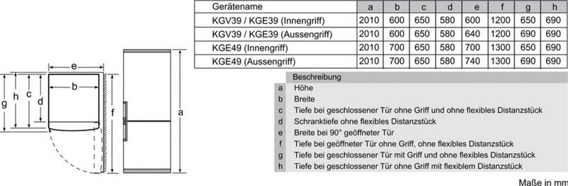 SIEMENS Kühl-/Gefrierkombination KG39EAWCA 201 cm hoch 60 cm breit