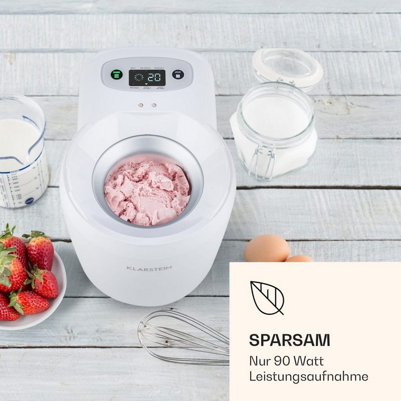 Klarstein Eismaschine Schneeflöckchen Eiscremebereiter thermoelektrisch 700ml leise weiß 0.7 l 90 W