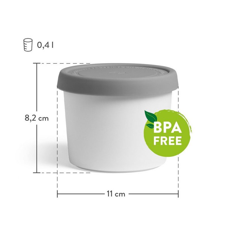 Springlane Eismaschine Elisa 2 l 180 W Eismaschine mit Kompressor 2 l - Eiscrememaschine 180 Watt aus Edelstahl mit herausnehmbaren Eisbehälter & Joghurtbereiter - Eiscremebereiter selbstkühlend inklusive Rezeptheft + vier Aufbewahrungsbehälter in Grau