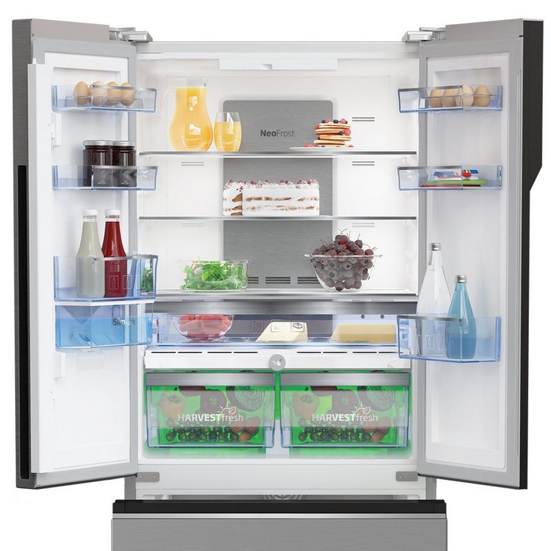 BEKO Kühlschrank GNE490E30DZXPN 192 cm hoch 76 cm breit No Frost HarvestFresh Wasserspender mit Slim Tank ProSmart Inverter Kompressor