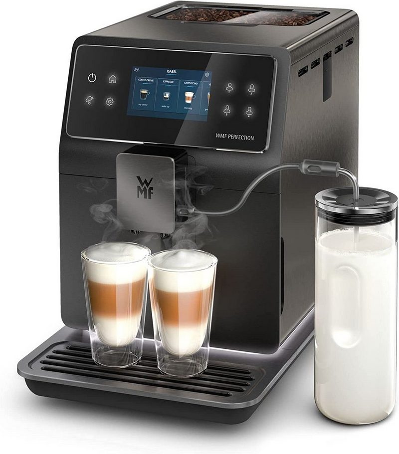 WMF Kaffeevollautomat Perfection 890L mit Milchsystem 18 Getränkespezialitäten Double Thermoblock Edelstahl-Mahlwerk Nutzerprofil 1l Milchbehälter