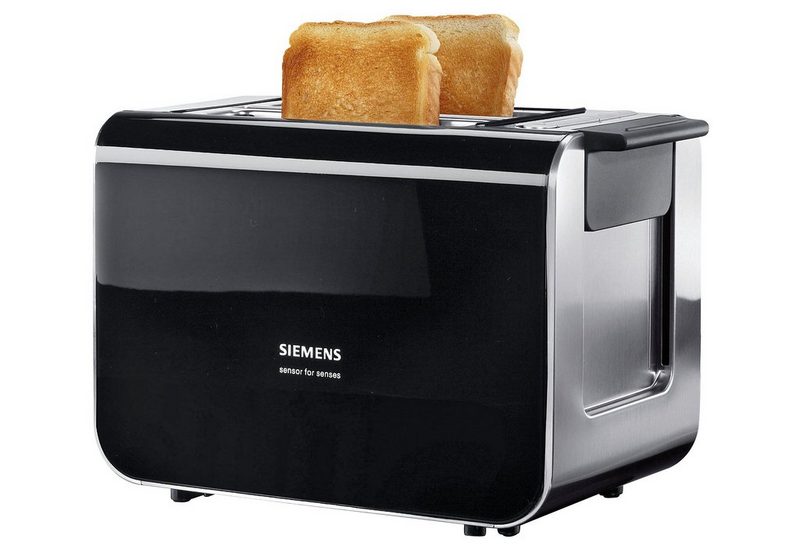 SIEMENS Toaster Sensor for Senses TT86103 2 kurze Schlitze für 2 Scheiben 860 W mit Quarzglasheizung schwarz