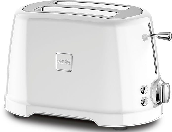 NOVIS Toaster T2 weiss SET 2 kurze Schlitze 900 W mit Brötchenwärmer