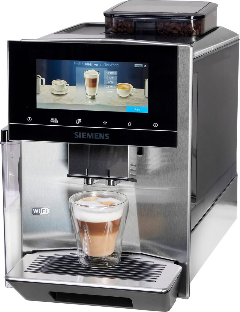 SIEMENS Kaffeevollautomat EQ900 TQ903D43 Home Connect App baristaMode superSilent 68” Full-Touch-Display