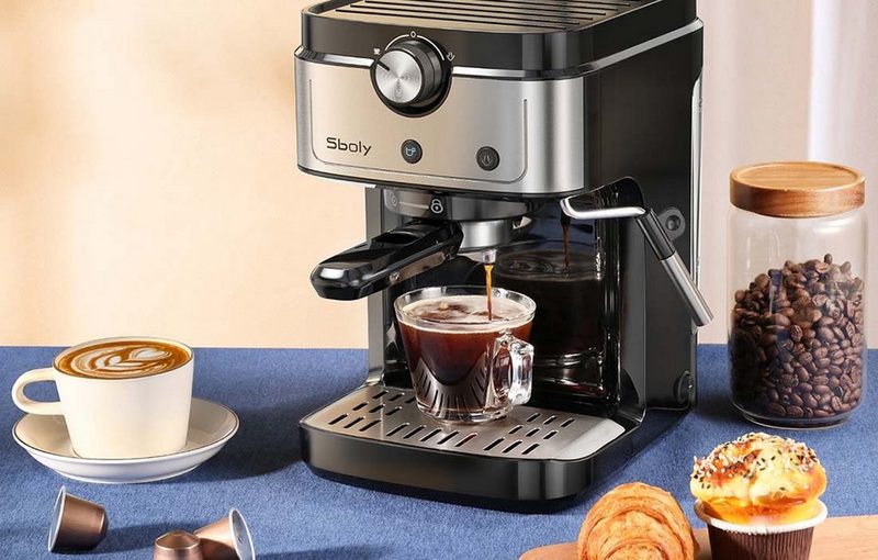 Sboly Espressomaschine 2in1 Nespresso Kapsel & Fassmaschine Kaffeemaschine 19-bar-Hochdruckpumpe Milchaufschäumer