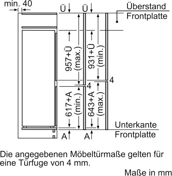 SIEMENS Einbaukühlgefrierkombination iQ300 KI77VVFF0 1578 cm hoch 541 cm breit