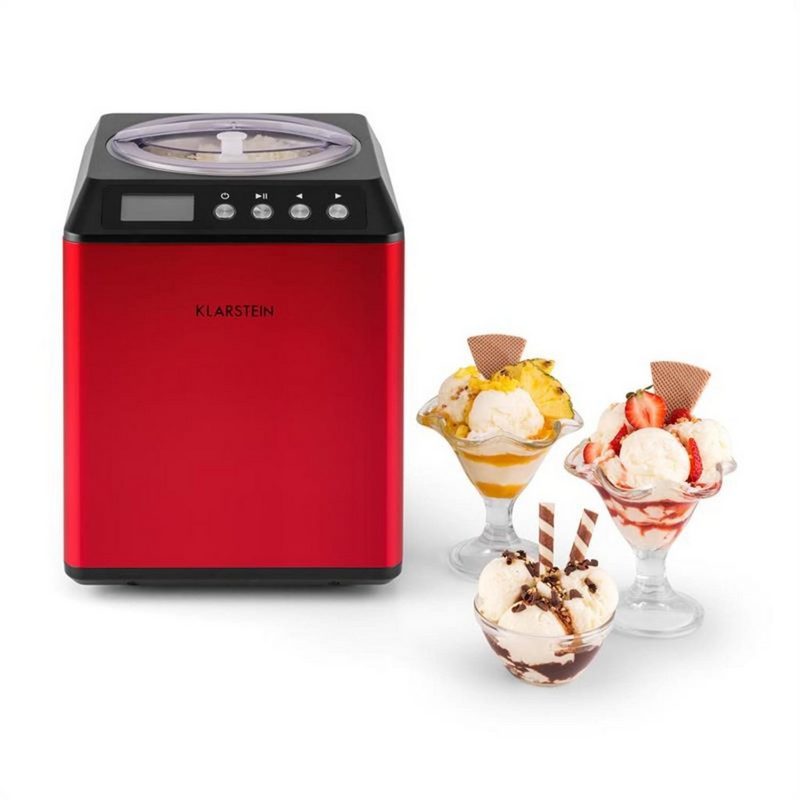 Klarstein Eismaschine Vanilla Sky Eiscreme-Maschine Kompressor 2l 180W Edelstahl rot 2 l 180 W