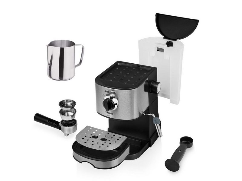 Tristar Espressomaschine italienische Siebdruck Kaffee & Siebträger-Maschine mit Milchaufschäumer für Latte Macchiato & Cappuccino Espressokocher