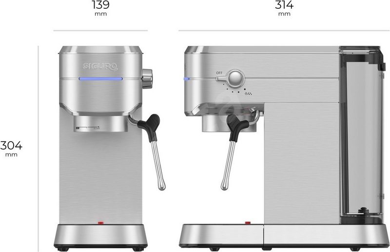 Barista Siebträgermaschine Siguro EM-K42 Siebträgermaschine - Druck 20 bar 1450W