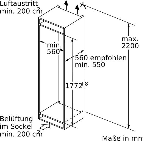 BOSCH Einbaukühlgefrierkombination 6 KIS87ADD0 1772 cm hoch 558 cm breit