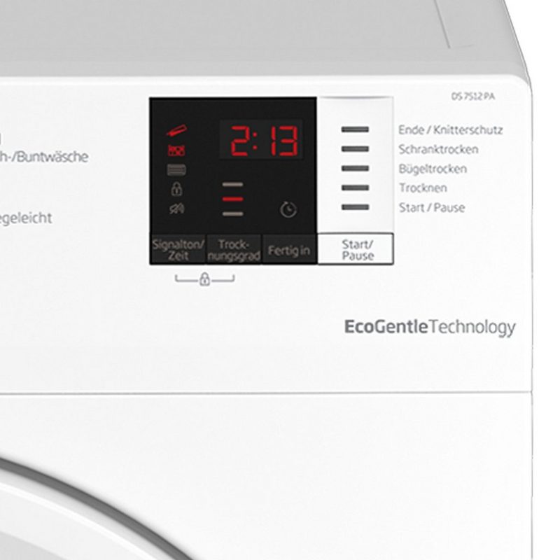 BEKO Wärmepumpentrockner DS7512PA 7 kg LED-Display FlexySense - elektronische Feuchtemessung Knitterschutz Reversierende Trommel