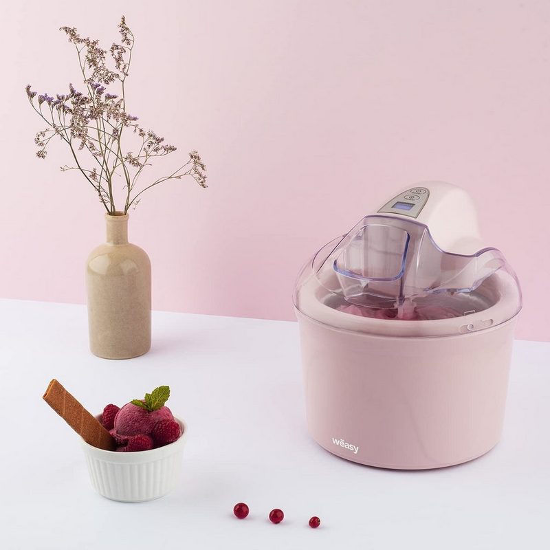 wëasy Eismaschine MY60 rosa / pink mit LCD-Display und Timerfunktion 12 W