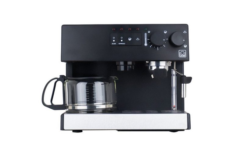 BRIEL Siebträger-/Filterkaffeemaschine DUO-Kaffeecenter ED132A Papierfilter 1x4 Aqua-Stop System mit Anti-Drip 20 bar Pumpe DUO System für Filterkaffee und Espresso BRITA Wasserfilter