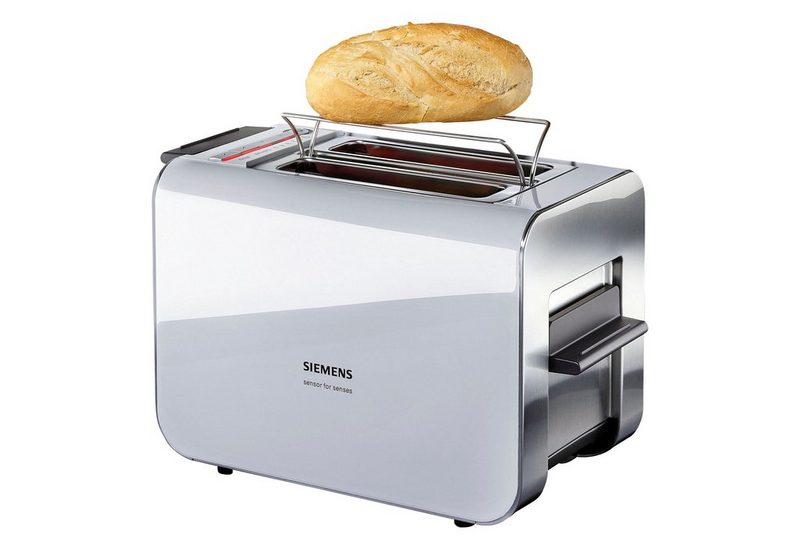 SIEMENS Toaster Sensor for Senses TT86105 2 kurze Schlitze für 2 Scheiben 860 W mit Quarzglasheizung grau