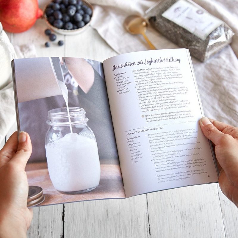 Springlane Eismaschine & Joghurtbereiter mit Kompressor inkl. Rezeptheft 2 l 180 W Elisa + Zusatzbehälter