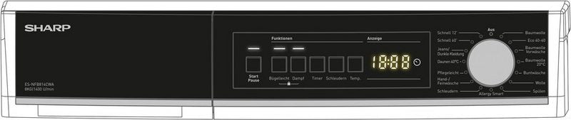 Sharp Waschmaschine ES-NFB814CWA-DE 8 kg 1400 U/min