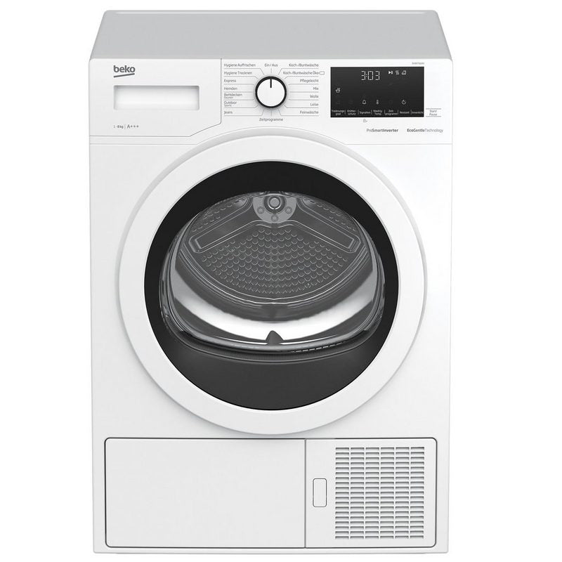 BEKO Wärmepumpentrockner DH85T6GXV 8 kg Sensortrocknung Knitterschutz Reversierende Trommel Allergikergeeignet Restzeitanzeige