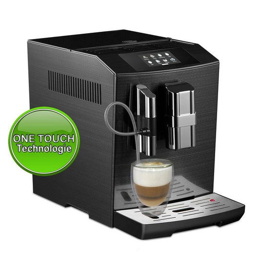 Acopino Kaffeevollautomat Modena ONE Touch Kaffeevollautomat in Edelstahl schwarz Cappuccino und Latte macchiato auf Knopfdruck