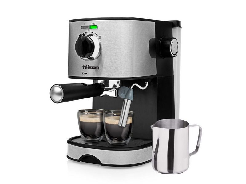 Tristar Espressomaschine italienische Siebdruck Kaffee & Siebträger-Maschine mit Milchaufschäumer für Latte Macchiato & Cappuccino Espressokocher