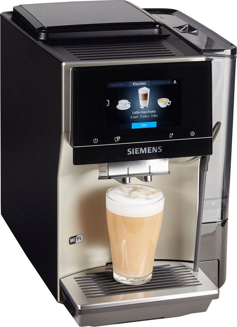 SIEMENS Kaffeevollautomat EQ.700 Inox silber metallic TP705D47 internationale Kaffeespezialitäten intuitives Full-Touch-Display speichern Sie bis zu 10 individuelle Kaffee-Favoriten automatische Milchsystem-Reinigung