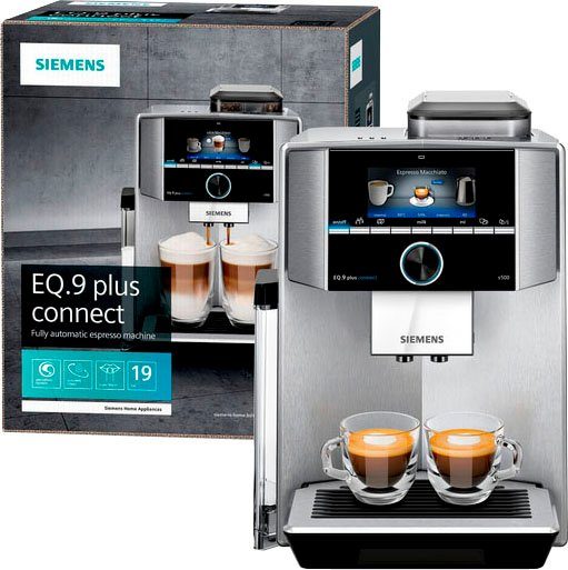 SIEMENS Kaffeevollautomat EQ.9 plus connect s500 TI9558X1DE extra leise automatische Reinigung bis zu 10 individuelle Profile