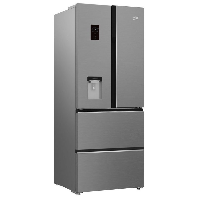 BEKO Kühlschrank GNE490E30DZXPN 192 cm hoch 76 cm breit No Frost HarvestFresh Wasserspender mit Slim Tank ProSmart Inverter Kompressor