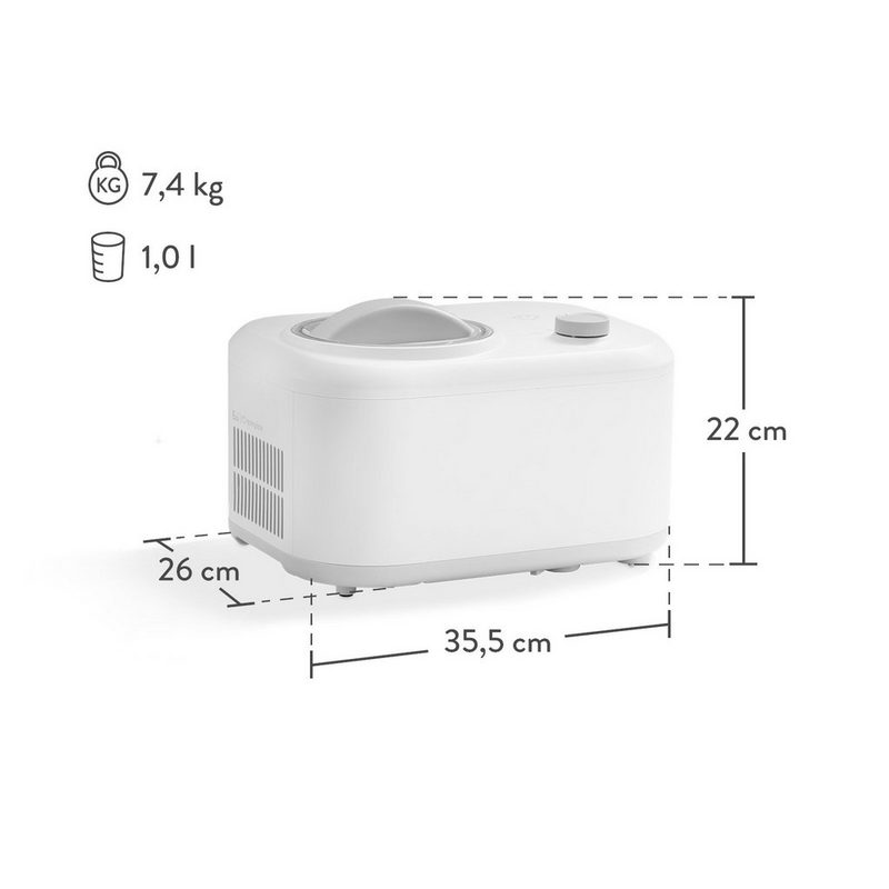 Springlane Eismaschine Eni mit Kompressor 1 l 100 W inkl. Eisbehälter für Speiseeis mini 4er-Set - Eiscrememaschine mit herausnehmbaren Eisbehälter