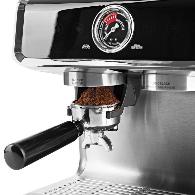 BEEM Siebträgermaschine Kaffeemaschine ESPRESSO-GRIND-PROFESSION Mahlwerk - 15 bar - Kegelmahlwerk Espresso 2 Thermoblöcke 30 Mahlgradeinstellungen schwenkbare Dampfdüse zwei Tassen gleichzeitig.