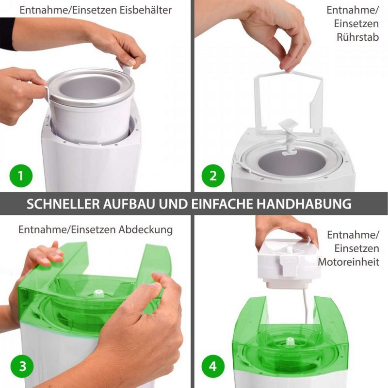 Syntrox Germany Eismaschine Syntrox Softeismaschine Eismaschine Frozen Joghurt Maschine 4in1 grün