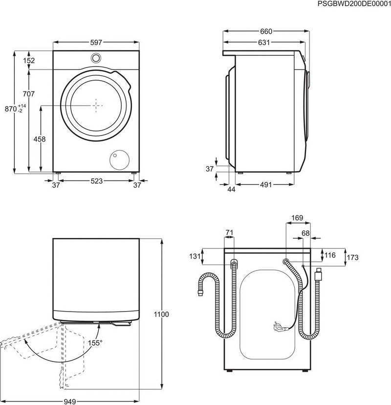 AEG Waschtrockner L9WEF80690 9 kg 6 kg 1600 U/min SensiDry – schonend und energiesparend Auffrischen mit Dampf