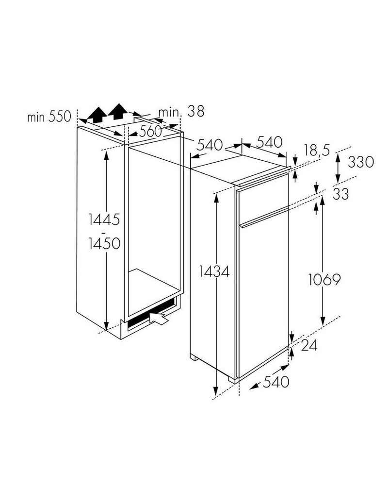 Wolkenstein Einbaukühlgefrierkombination Wolkenstein WDD230.4 EB 54 cm breit