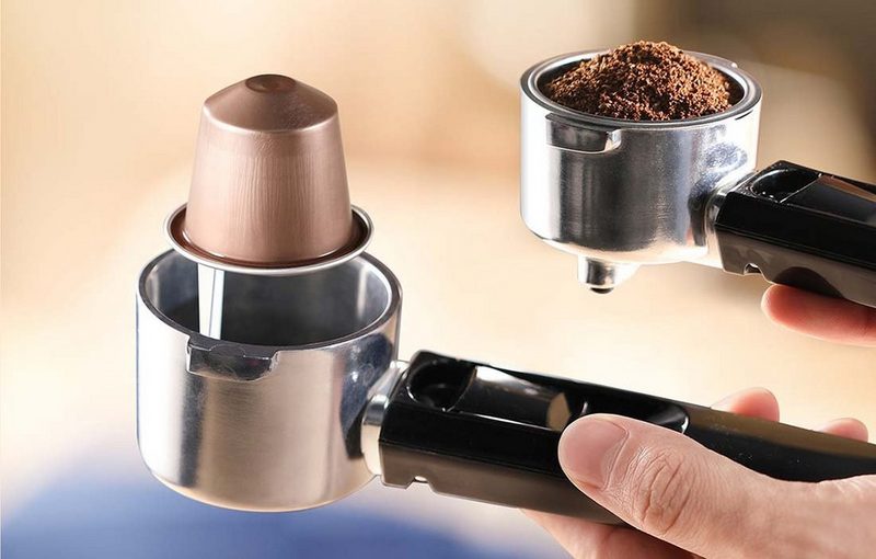 Sboly Espressomaschine 2in1 Nespresso Kapsel & Fassmaschine Kaffeemaschine 19-bar-Hochdruckpumpe Milchaufschäumer