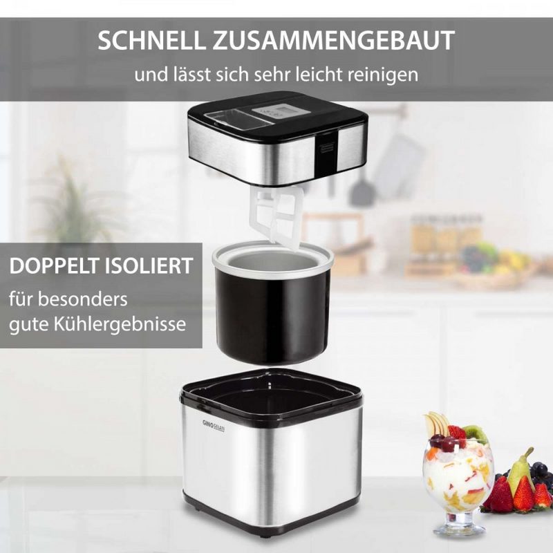 Syntrox Germany Eismaschine Syntrox Eismaschine Edelstahl Digital mit Timer Frozen Joghurt Maschine