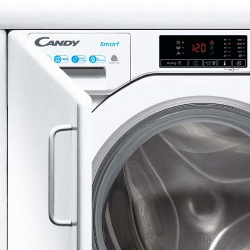 Candy Einbauwaschtrockner weiss CB-D 485D1E/1S 800 kg 5 kg 1400 U/min WiFi Funktion 15 Programme Touch Bedienung Restzeitanzeige Startzeitvorwahl 24 h