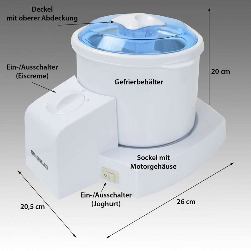 Syntrox Germany Eismaschine Syntrox 4in1 Eismaschine Joghurtbereiter Frozen Jogurt-Milchshake Maschine