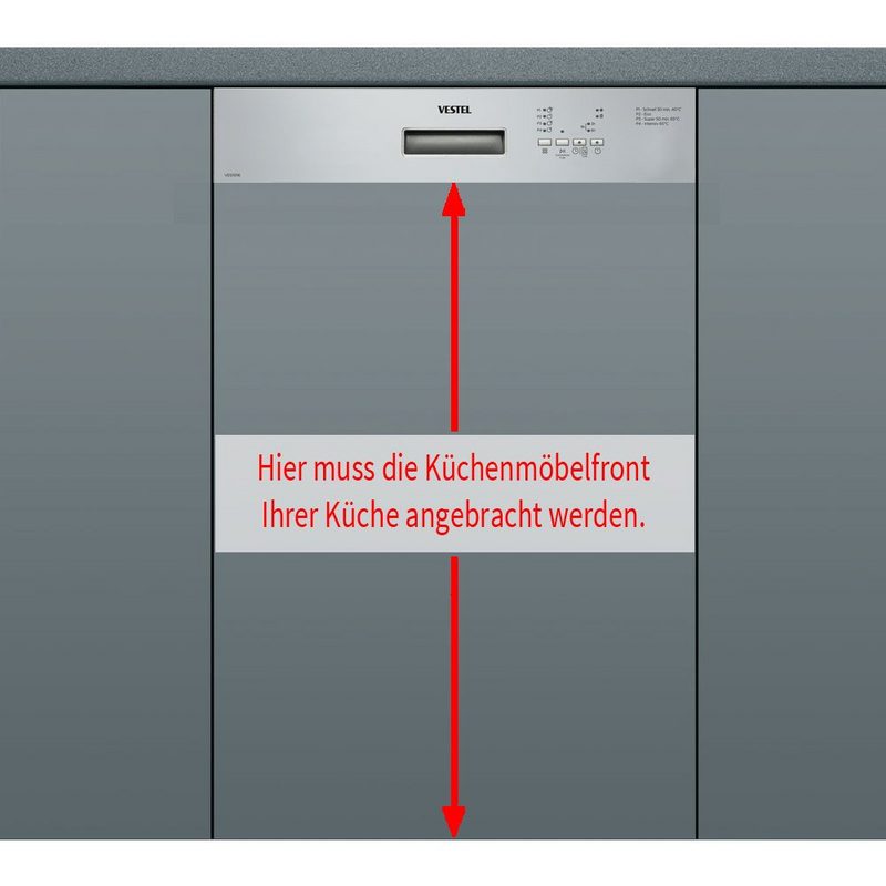 VESTEL teilintegrierbarer Geschirrspüler VES15116 11 l 10 Maßgedecke Intensiv-Programm Aquastopp-Schlauch Startzeitvorwahl