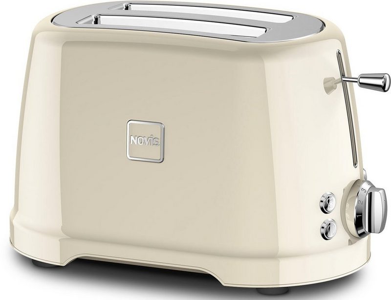 NOVIS Toaster T2 cream VDE SET 2 kurze Schlitze 900 W mit Brötchenwärmer