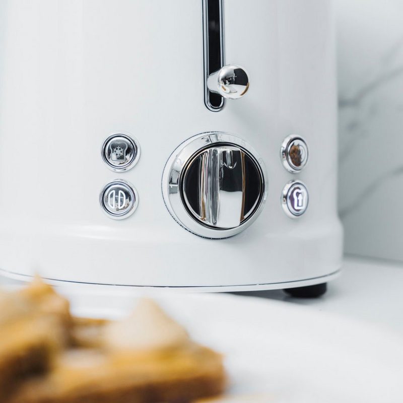 NOVIS Toaster T2 weiss SET 2 kurze Schlitze 900 W mit Brötchenwärmer